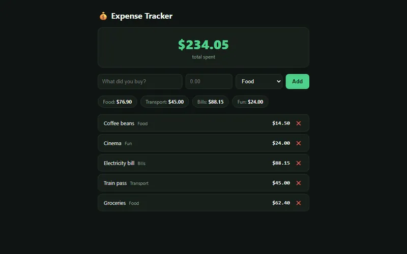 Expense Tracker template with sample data