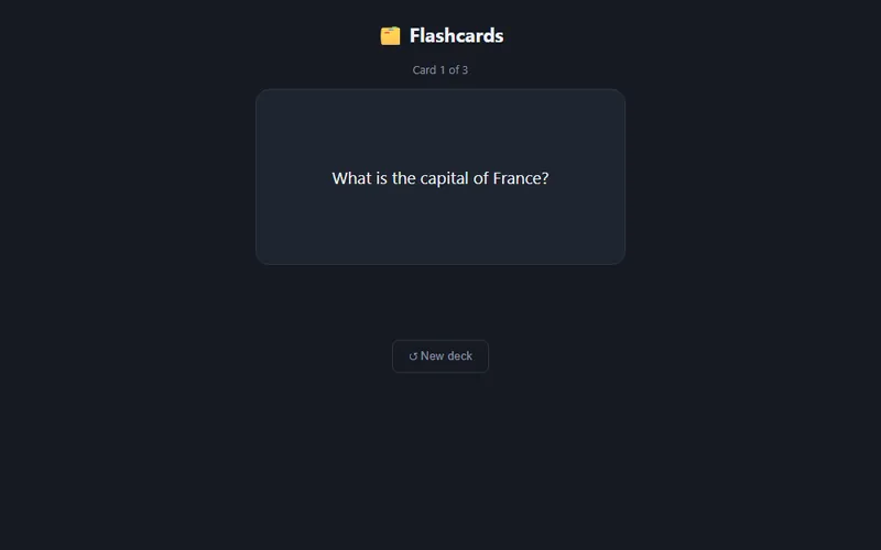 Flashcards template with sample data
