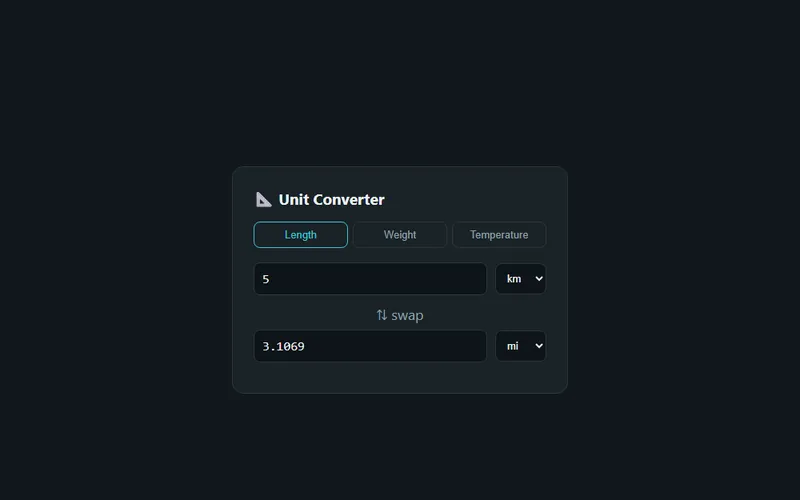 Unit Converter template with sample data
